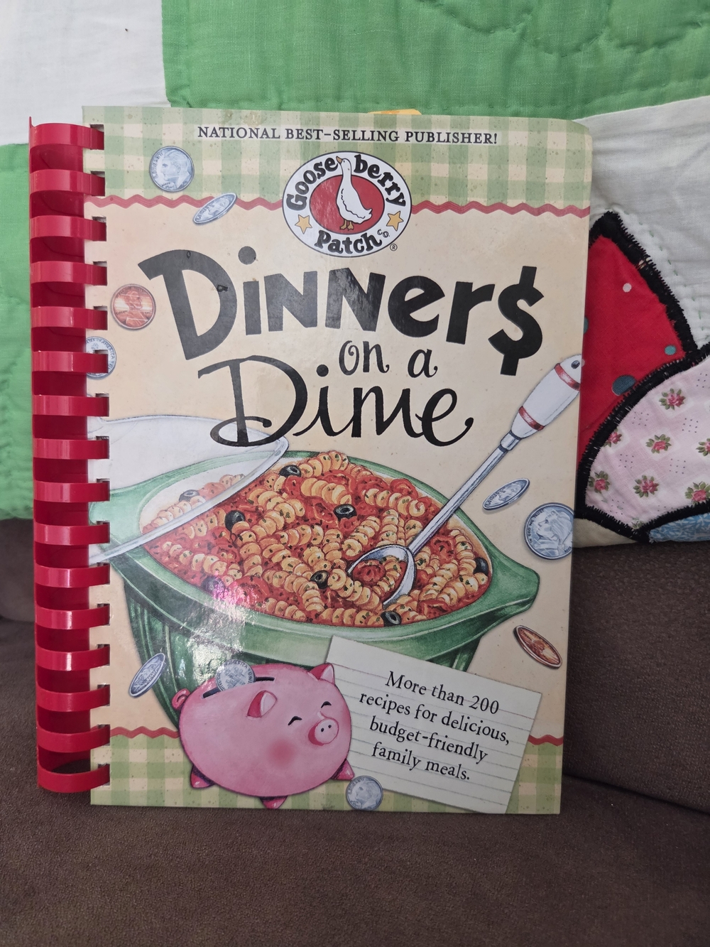 Gooseberry Patch Dinners on a Dime Cookbook - Red Spiral, Green Cover